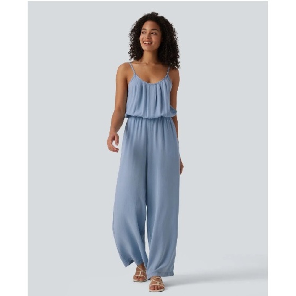 HALARA Light Blue Wide-Leg Jumpsuit